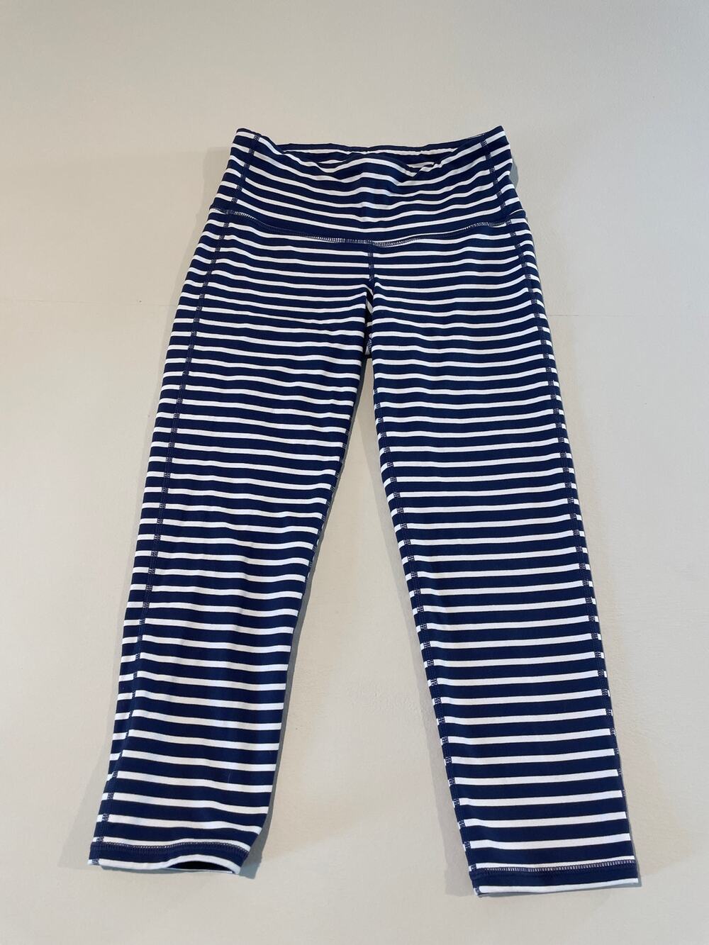 Athleta Navy & White Striped Leggings – Size XS